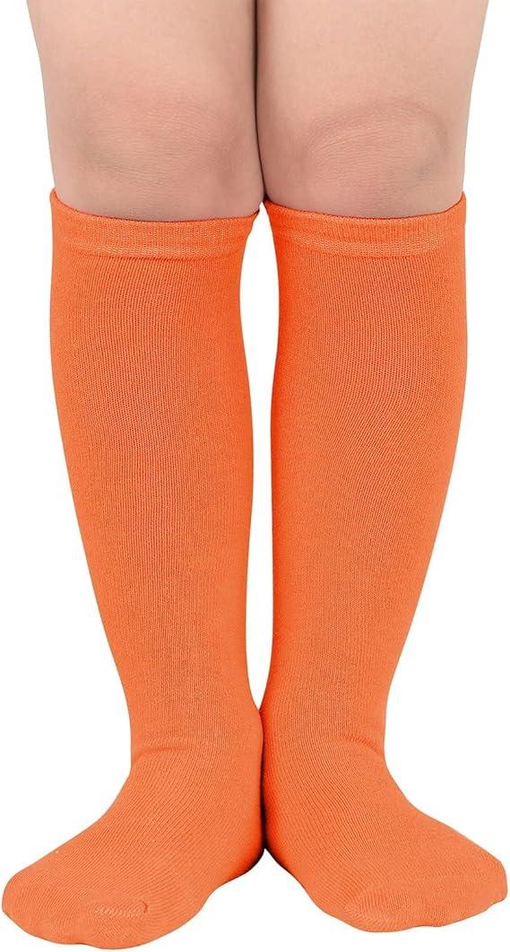 Century Star Kids Boys Soccer Socks Toddler Girl Athletic Socks Cotton Stockings (1-3T, 1 Pair Deep Orange)