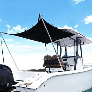 Boat Sun Shade Kit Boat Canopy, T-Top Boat Cover with Stainless Steel Telescopic Rod Foldable, High-Tech Polyester Fiber, Anti-Ultraviolet,Black(Size4:A=70" B=82" C=59")