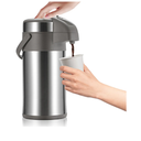 OJOJ 4L/133OZ Thermal Coffee Carafe with Pump, Thermal Beverage Dispenser, Coffee Airpot Stainless Steel Coffee Carafe for Hot Drinks Silver