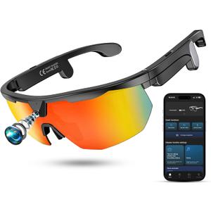 Mingtawn Smart Glasses with 4K HD Anti-Shake Camera & 3D Stereo Speakers | Polarized UV400 Sports Sunglasses | Bluetooth AI Glasses for Outdoor Video, Photos & Music | HiFi Audio Action Camera (Black)
