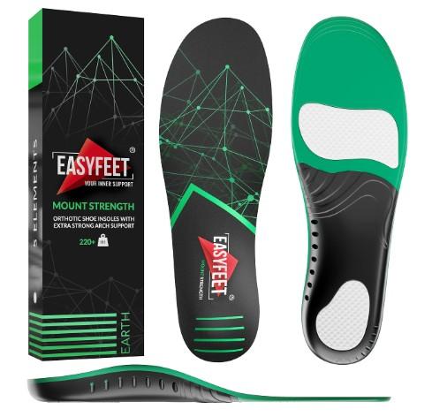 EASYFEET{New 2022} 220+ lbs Plantar Fasciitis Strong Arch Support Insoles Inserts Men Women - Flat Feet - Orthotic Insoles High Arch for Arch Pain - Work Boot Shoe Insole - Heavy Duty Support Pain Relief