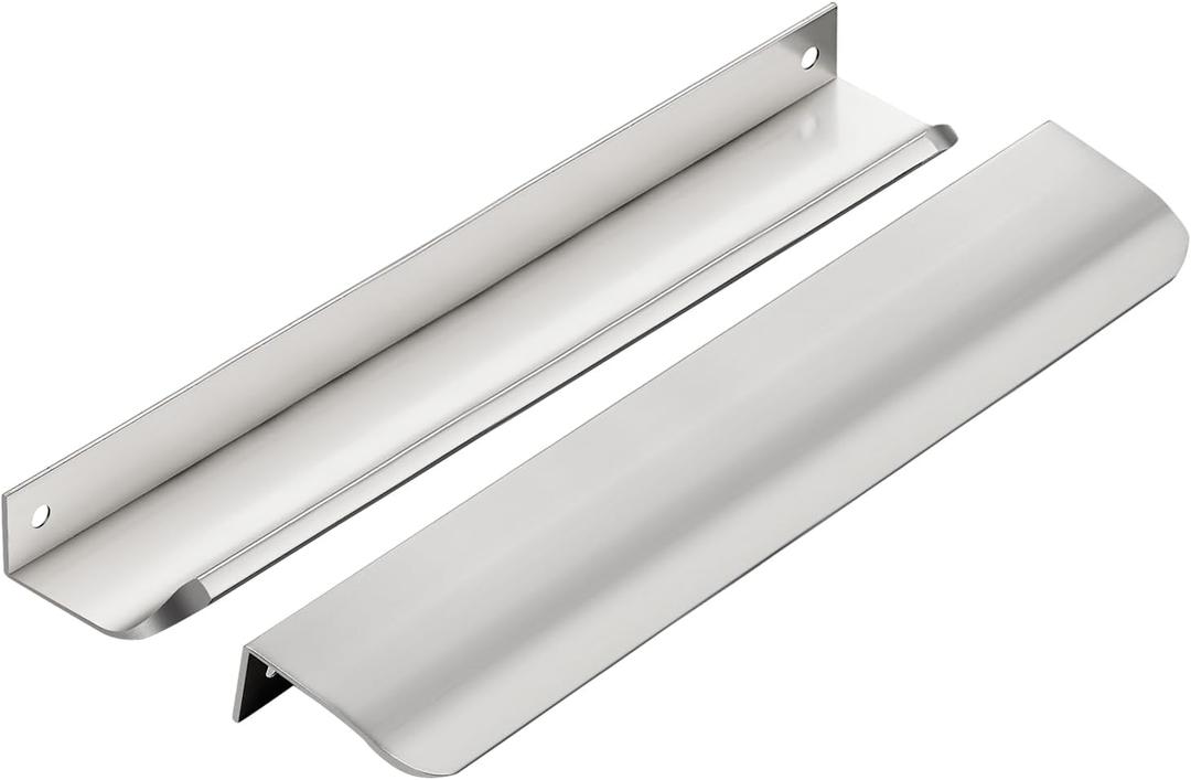 Ravinte Hardware 20 Pack Silver Cabinet Handles, 7.8 Inch (200mm) Finger Edge Pulls, 6-1/4 Inch Hole Center, Finger Pulls for Cabinets