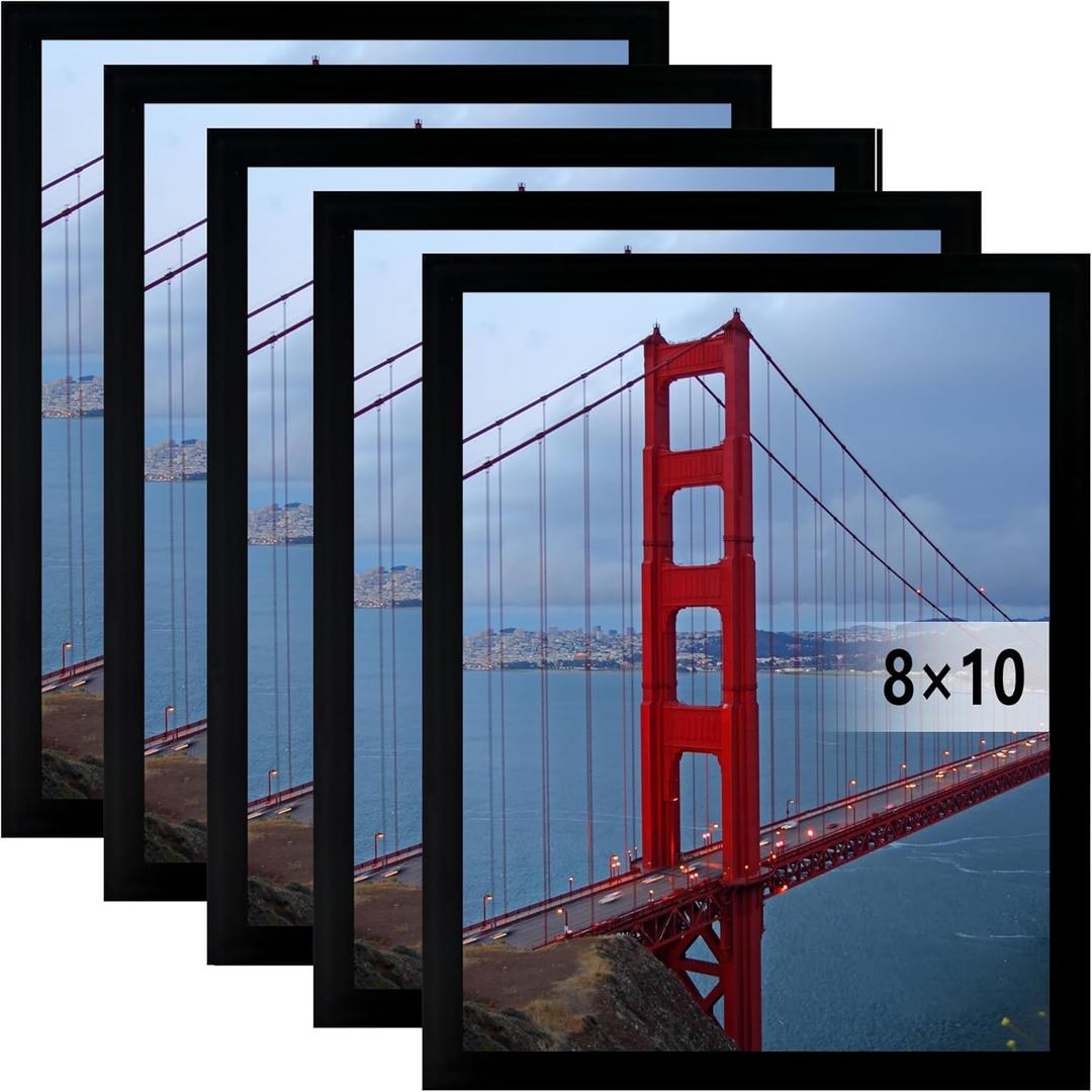 BESCRCL 8x10 Picture Frame Wall Hanging Photo Frame, Black, 5 Pack