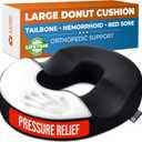 5 STARS UNITED Donut Pillow Hemorrhoid Tailbone Cushion Large Floor Cushion for Pain Relief Coccyx, Prostate, Sciatica, Pelvic Floor, Pressure Sores, Pregnancy, Postpartum Recovery, Black