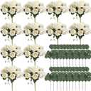 Peony Artificial Flowers, Faux Peonies Hydrangea Eucalyptus Bouquet 12 Packs Silk Vintage Realistic Peony Floral Arrangement for Wedding Centerpiece Table Vase Home Party Decor-Ivory White