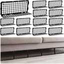 Treela 12 Pcs Under Couch Blocker for Bed Couch Furniture Underneath Under Bed Blocker with Zip Ties, Prevents Toys Pets Under Furniture Ideal for Living Room Bedroom, Black (14.5 x 4.7 x 6.7'')