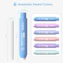 Nicpro 6 Pack Rotary Retractable Erasers, Soft TPE Rubber Twist Large Pencil Erasers in Cute Macaron Colors, Clean-Erasing Eraser for Kids & Students, School Office Supplies Stationary Set