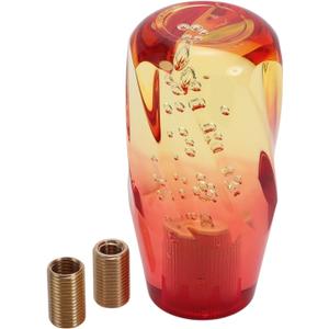 Car Shift Knob, 10cm Universal for Automatic and Manual Vehicle Gear Shifter Knob with 2 Adapter Acrylic Yellow Red, 1 Set