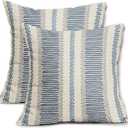 Blue Pillow Covers 18x18 Set of 2 Gray Grey Dot Print Striped Decorative Outdoor Pillowcases Boho Rustic Farmhouse Decorative Throw Cushion Case Decor for Couch Sofa Bed