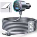Starlink Mini Car Adapter, 10FT Starlink Mini Cable Car Charger, 12V-24V Cigarette Lighter Adapter [Stable Power Chip & 18AWG Waterproof Cable] Dual PD 45W + USB A 30W Ports for Cars, Trucks, RVs