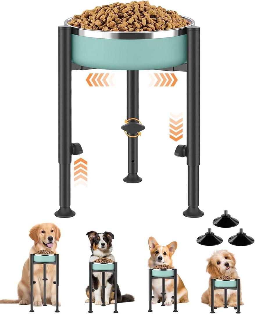 Adjustable Elevated Dog Bowls, 6-10inch Single Pet Food Dish Stand