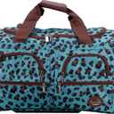 Rockland Rolling Duffel Bag, Black, 22", Color: BLUELEOPARD