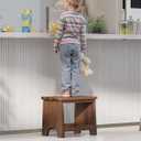 FANATU 13'' Wooden Step Stool, One Step Stool for Adults, Portable Heavy Duty Design with 550lbs Capacity, Nonslip & Durable Construction (Rich Walnut, 13in Height)