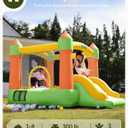 Outfunny Indoor Bounce House with Slide, Inflatable Bouncy House for Kids 3-8, Bounce Area 6'x6', Capacity 300 lb - Green