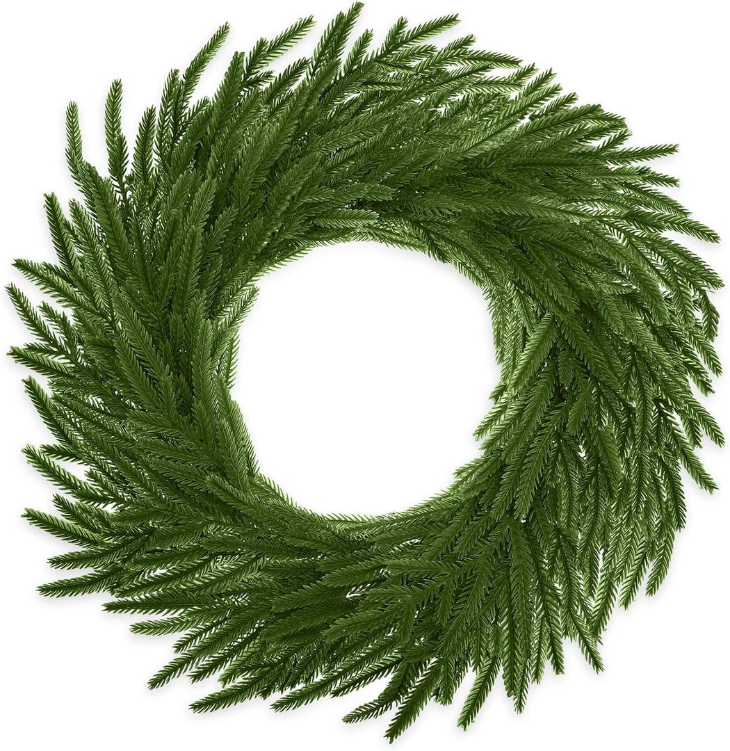 18 Inch Christmas Norfolk Pine Wreath for Front Door, Artificial Christmas Wreaths Faux Greenery Pine Needles Wreath for Front Door Wall Windows Porches Farmhouse Indoor Outdoor Xmas Decor