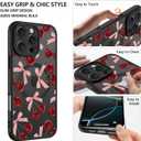 ZIYE Magnetic Case for iPhone 16 Pro 6.3 Inch [Compatible with MagSafe] Hard PC and Soft TPU Case with Cherry Pink Bows Anti-Scratch Shockproof Protection Phone Cover for Women