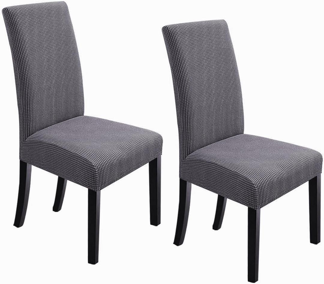 NORTHERN BROTHERS Chair Covers for Dining Room Slipcover Chair Covers Fit Stretch Chair Covers Set of 2, Dark Grey