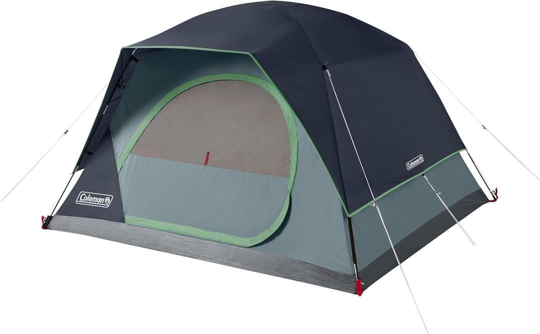 Coleman Skydome Series Camping Tent Weatherproof Tent Includes Pre-Attached Poles Rainfly Carry Bag and Unique Pattern Sets up in 5 Minutes (PFAS-Free, Blue)