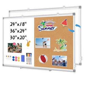 WALGLASS Combination Magnetic Whiteboard & Corkboard, 36"x24" Combo for School, Office & Home, Dry Erase Board with Removable Tray, Pins, Eraser, Markers & Magnets