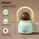 22 oz Water Bottle with Straw and Bowl, Wide Mouth Insulated Stainless Steel Tumbler;24H Ice Cold Leak-Proof Cup for Women Picnic & Hiking; Heart Bracelet Charm, Ideal Gift Choice, Gem Blue
