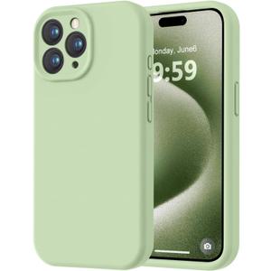 LOVE 3000 Designed for iPhone 15 Pro Max Case, Premium Silicone with [Soft Anti-Scratch Microfiber Lining] Shockproof Protective Phone Case for Men Women Girls 6.7", Matcha