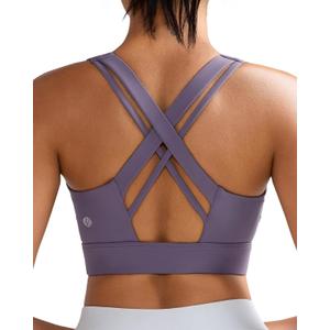 RUNNING GIRL High Impact Sports Bra for Women,Criss-Cross Back Top with Moulded Cups Womens Sports Bra High Support (Purple, XL)