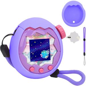 YouKnow Silicone Case for Tamagotchi Paradise Interactive Toy Digital Pet, with Screen Protector and Wrist Strap (Purple)
