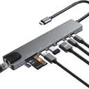 USB C Hub Multiport Adapter, 8 in 1 USBC Dongle with 4K HDMI, RJ45 Ethernet, 100W PD Charging, USB 3.0, SD/TF Card Reader, USB-C Docking Station for MacBook Pro/Air, Dell, HP and Other Type C Devices