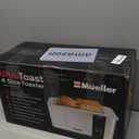 Mueller UltraToast Full Stainless Steel Toaster 4 Slice, Long Extra-Wide Slots for Bagels and Waffles, 6 Browning Levels, LED Display, Cancel/Defrost/Reheat Functions & Removable Tray, Kitchen Gadgets