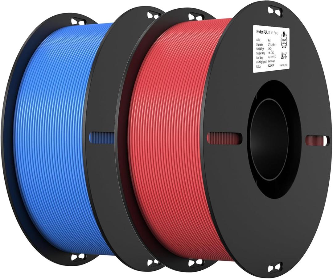 Creality PLA Filament 1.75mm PLA 3D Printer Filament, 2kg Cardboard Spool (4.4lbs), Dimensional Accuracy +/- 0.02mm, Fit Most FDM Printer (Red & Blue 2-Pack)