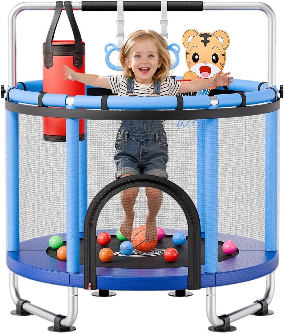  36" Trampoline for Kids with Enclosure Net & Safety Pad Adjustable Gymnastics Bar & Toys with ASTM CPC Certified Indoor/Outdoor Trampoline for Kids Age 3-12 + Birthday Gift