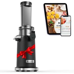 Aobosi Compact Small Mini Juicer Machines Space-Saving Slow Masticating Juicer with High Juice Yield, Cleaning Brush Included, Small Cold Press Juicer Fit for Travel/Picnic/Office(Black) (16 ounce)