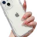 for iPhone 13 Pro Case Simple Curly Wavy Frame Design, Silicone Cute Glossy Aesthetic Wave Thin Slim Fit Soft TPU Protective Phone Case for iPhone 13 Pro Cover Women Girls, Clear