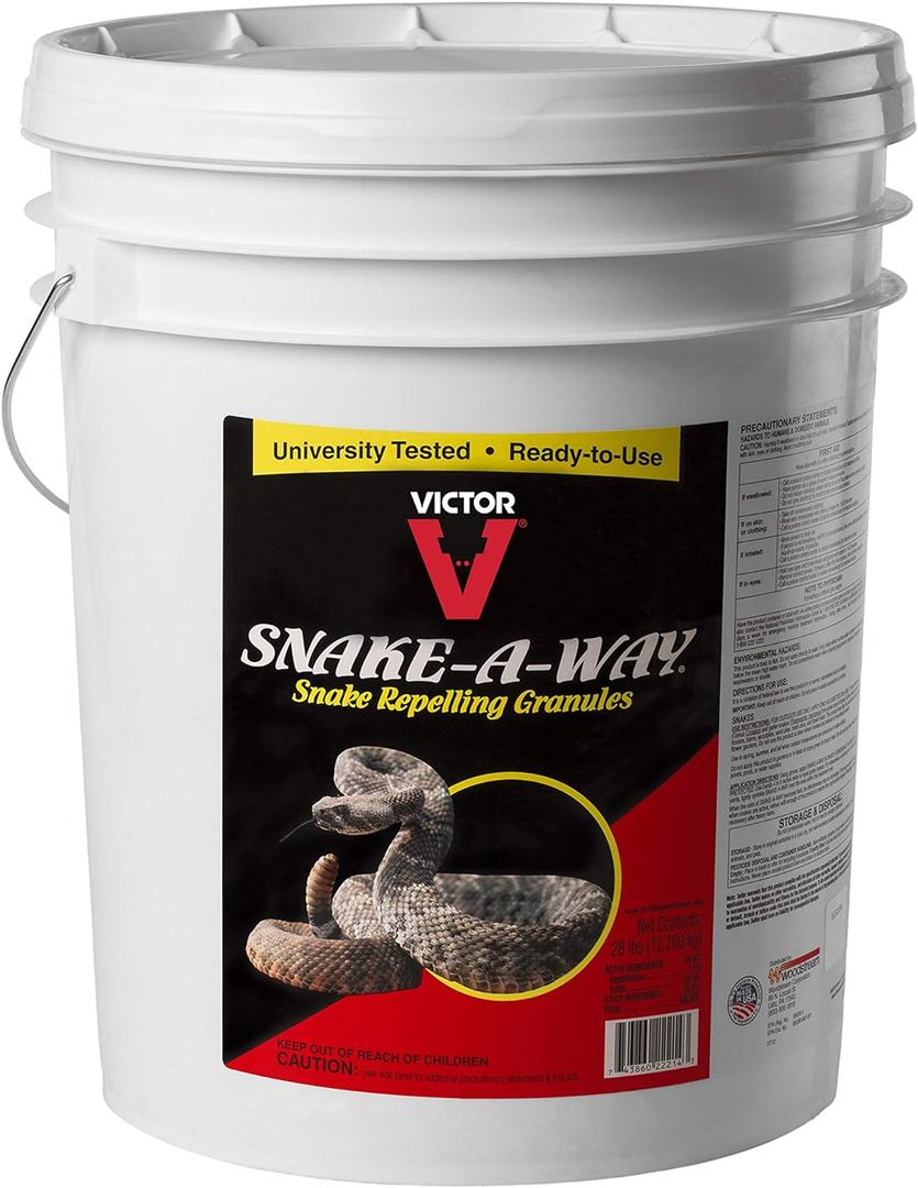 Victor VP362 Snake-A-Way Outdoor Snake Repelling Granules - Snake Away Repellent Repels Against Poisonous and Non-Poisonous Snakes - 28 LBs