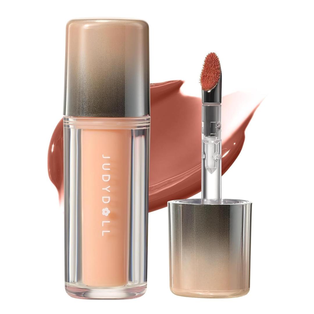 JUDYDOLL Ice Watery Lip Gloss, GEN-2,Moisturizing Liquid Lipstick with Hyaluronic Acid & Collagen,Long-lasting Mirror Lip Glazes with Iron Applicator(06 Olong Classic)
