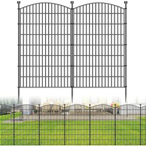 10 Panel No Dig Decorative Garden with Gate 48" H x 24.2'LRust-Resistant Welded Metal with deep ground stakes,Decorative Fencing for Patio, Flower Bed ,Yards