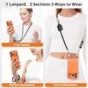 LAUDTEC Breakaway Cell Phone Lanyard Crossbody with key Utility Ring & 2Tabs,Adjustable Anti-Theft for iphone Strap,Premium Metal 360Carabiner,Universal Phone Neck &Wrist Lanyard for Travel,Black