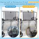 Clear Stroller Rain Cover for Trolley Cart, Rain Cover for Wagon Stroller with Mosquito Net, Big Size Suitable for The WonderFold W4 Original, Waterproof Picnic Camping Accessories (Cart Not Included)