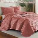 Luxury Soft Velvet Quilt Set King Size - Lightweight Velvet Bedding Set for All Season, Oversized Bedspread Coverlet Comforter Set with 2 Pillow Shams, Pink, Diamond (King/Cal.King (106" x 96"))