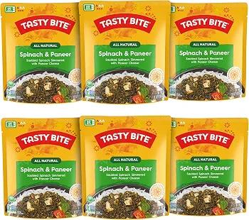 Tasty Bite Kashmir Spinach, Ready to Eat, 10 Ounce, Pack of 6, Microwavable Entrée in Light Curry Sauce, Vegetarian, EXP: Jun/30/2027