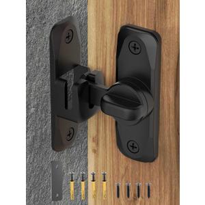90/180 Degree Flip Barn Door Lock, Protect Privacy - Security Sliding Door Latch, Small Gate Latches Hardware for Barn, Garden, Bathroom, Cabinet, Window (Black-1PC)