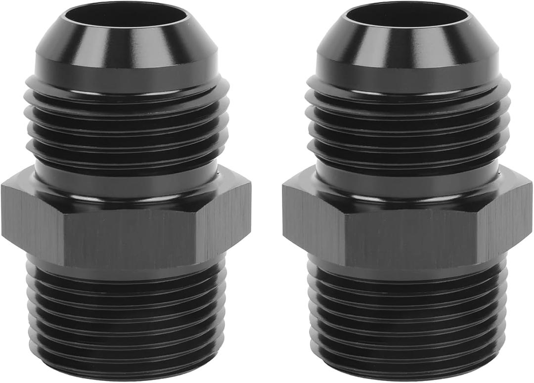EVIL ENERGY 12AN Male Flare to 3/4" NPT Pipe Fitting Adapter Straight Aluminum Black 2pcs
