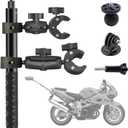 Motorcycle Bike Handlebar Clamp Mount with 47.3" Invisible Selfie Stick Compatible for Insta360 ONE X5 X4 X3 X2 X RS R Go 2 3 and Go Pro Max Action Camera