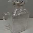 1 Gallon thickened Square Glass Pitcher with Lid, Classic Stripes Water Pitchers for Fridge, Borosilicate Glass Carafe for Hot/Cold Brew Drink, Extra Large Jug with Handle for Iced Tea, Coffee, Juice (Silver)