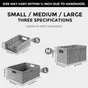 GRANNY SAYS Large Wicker Basket for Storage, Waterproof Baskets for Shelves, Storage Baskets with Handles, Grey Basket for Storage, 1-Pack