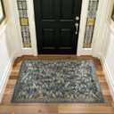 jinchan Eden Floral Washable Area Rug 3x5 Entryway Rug Vintage Lightweight Soft Non-Slip Indoor Low Pile Distressed Blue Green Carpet for Living Room Kitchen Bedroom Entrance Laundry Nursery