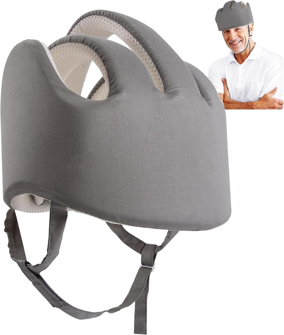 Thick Head Protection for Elderly Falls, Protective Helmet for Elderly Adult, Seniors Head Protector Seizure Soft Helmet Prevent Head Injuries (Grey)