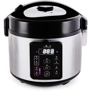 Yum Asia Kumo YumCarb Rice Cooker with Ceramic Bowl and Advanced Fuzzy Logic, (5.5 Cups, 1 Litre), 5 Rice Cooking Functions, 3 Multicooker Functions, 110V US Power (Light Stainless Steel)