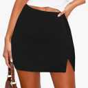 Women's Side Slit High Waisted Mini Skirt Stretchy Bodycon Skort 2026 Y2K Club Skirts with Underneath, S