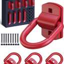 1/2" D Rings Tie Down Anchors, 12000LBS Heavy Duty Bolt-On Forged D Rings with Thicken Reinforcing Plate, Trailer Tie Down Anchor Hooks for Truck Bed, Trailer and Cargo, 4Pack, Red